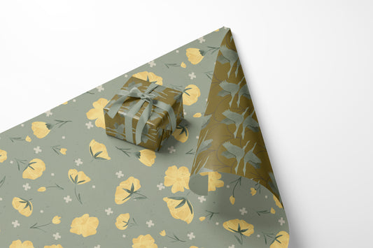 Crane and Buttercup Gift Wrap