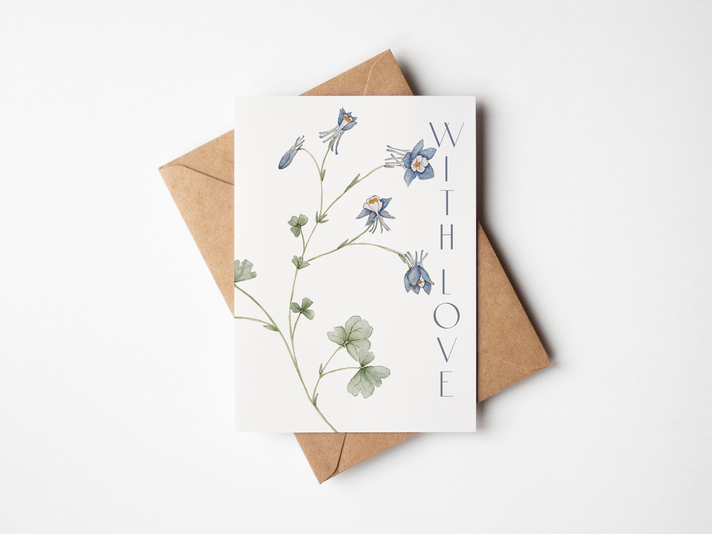 watercolor columbine with love card
