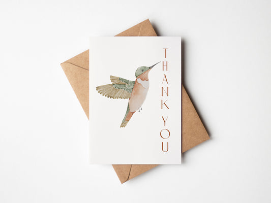 hummingbird thank you notecard set