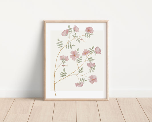 wild rose watercolor fine art print